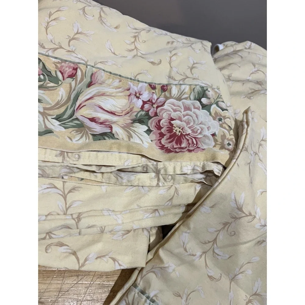 Croscill Rose‎ Floral Yellow Full Sheet Set Flat Fitted Pillowcases Cottagecore